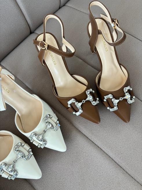 Women Rhinestone Pointed-Toe Stiletto Heel